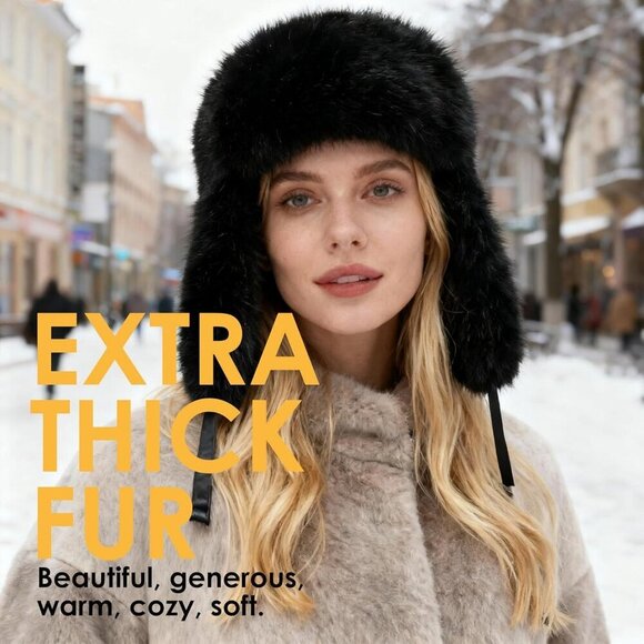 Unisex White 02 Trapper Hat with Ear Flaps Winter Russian Style Windproof main image 6